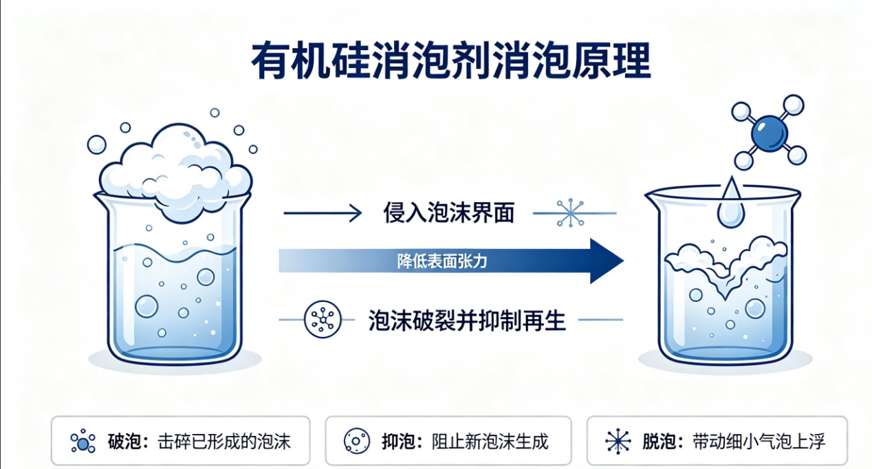 有機硅消泡劑消泡原理圖