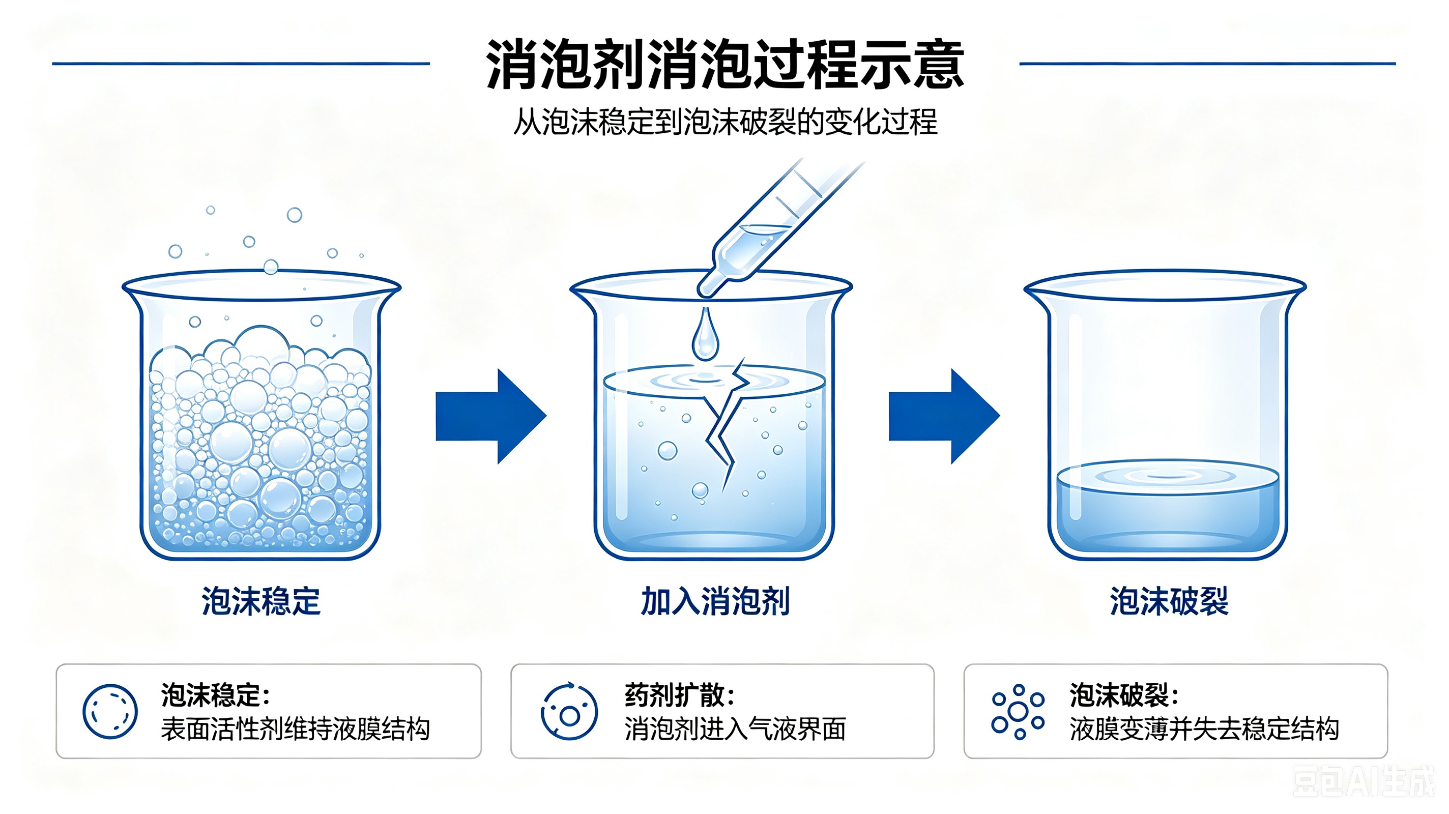 消泡劑消泡過程示意圖