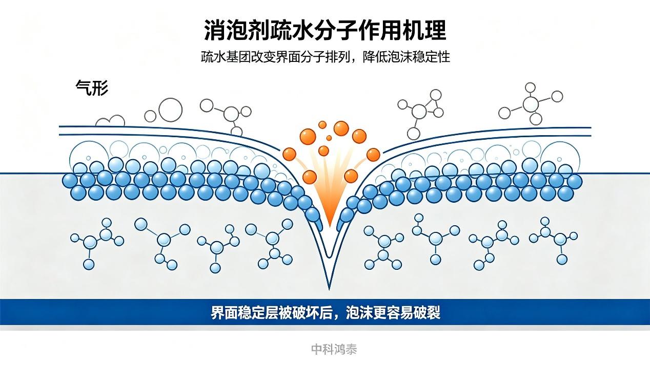 消泡劑作用機理:疏水固體顆粒消泡過程