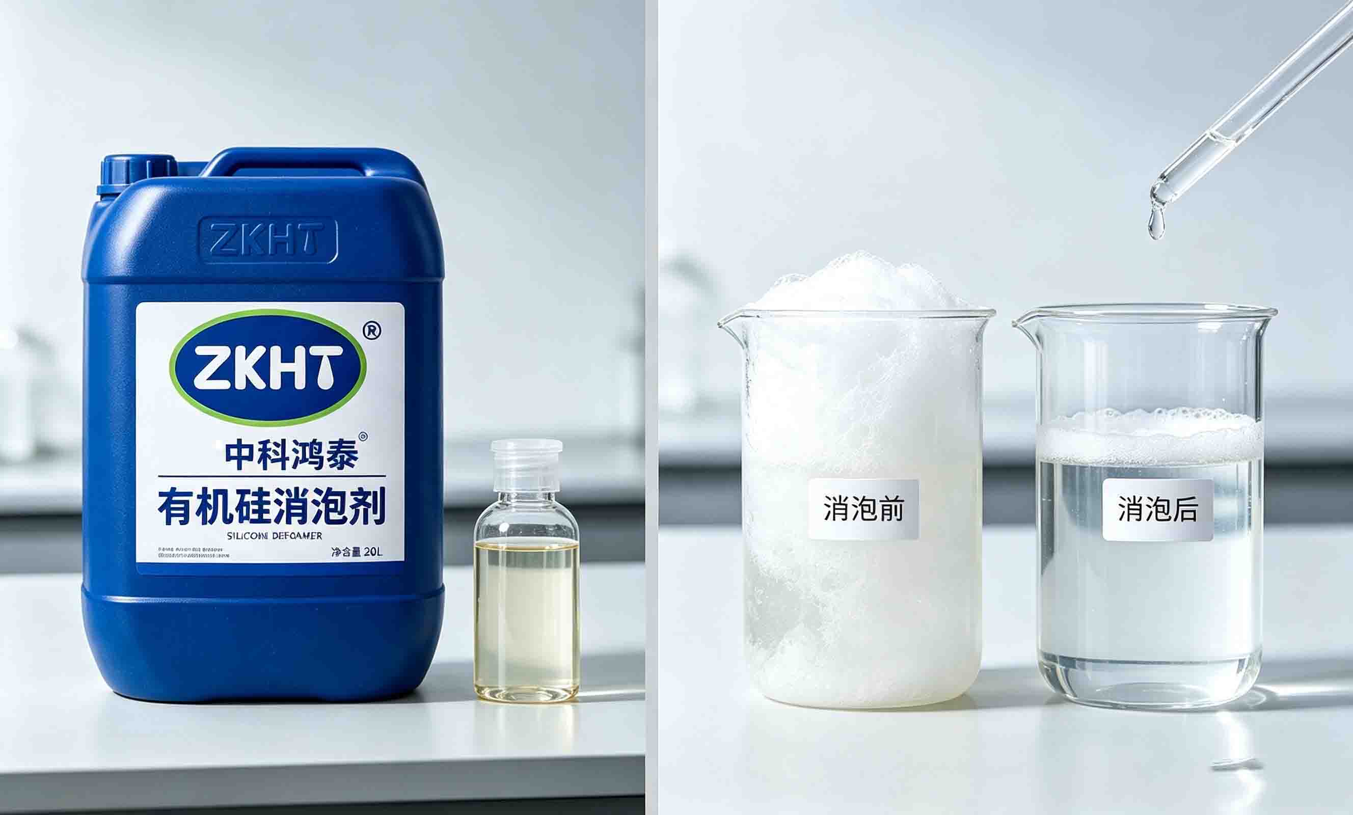 有機硅消泡劑產品及水處理消泡效果對比