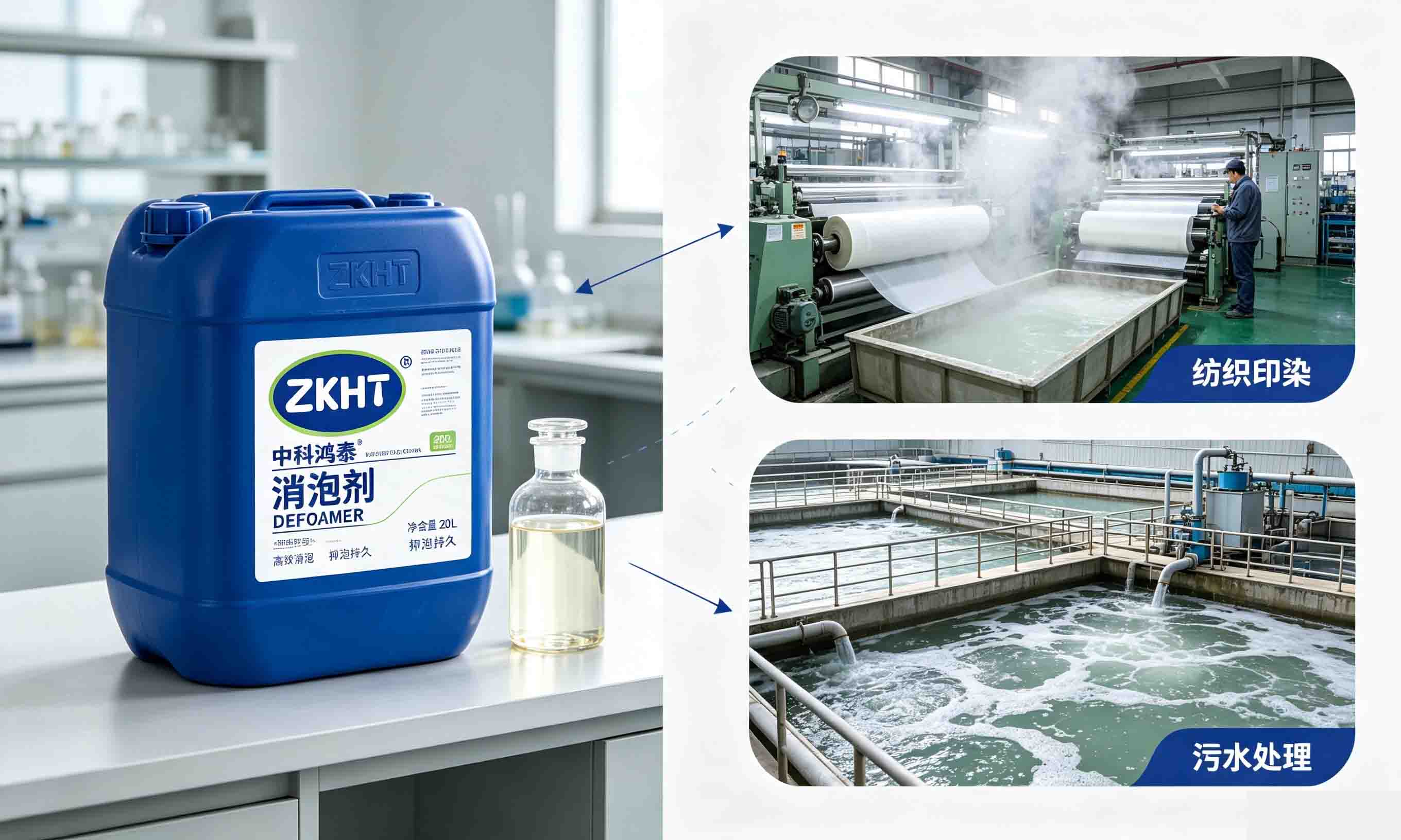 中科鴻泰有機硅消泡劑，覆蓋紡織印染、污水處理、涂料等多行業