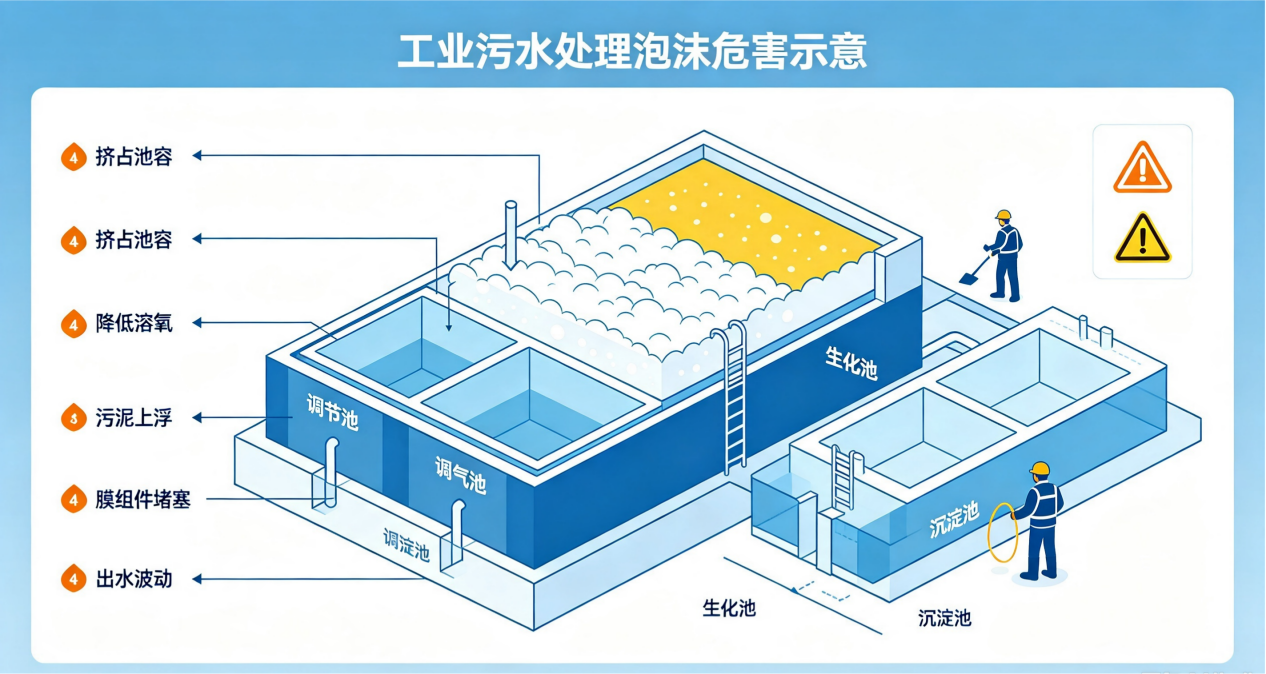 工業污水處理泡沫危害示意圖解