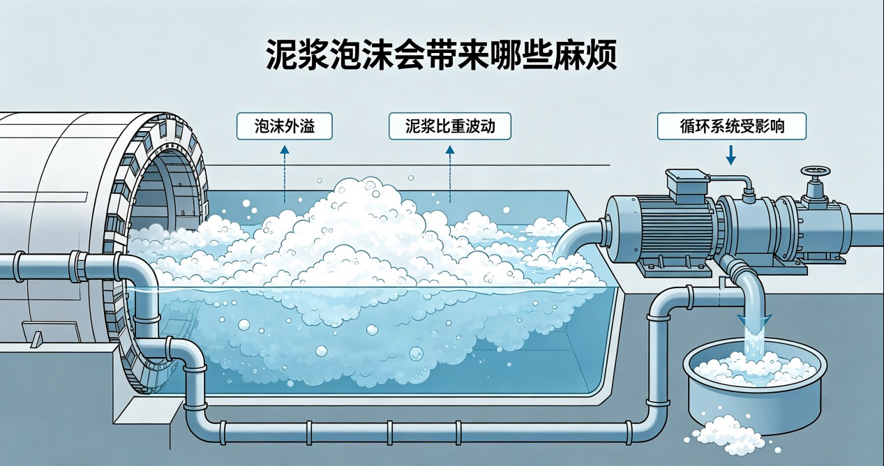 泥漿泡沫危害示意圖