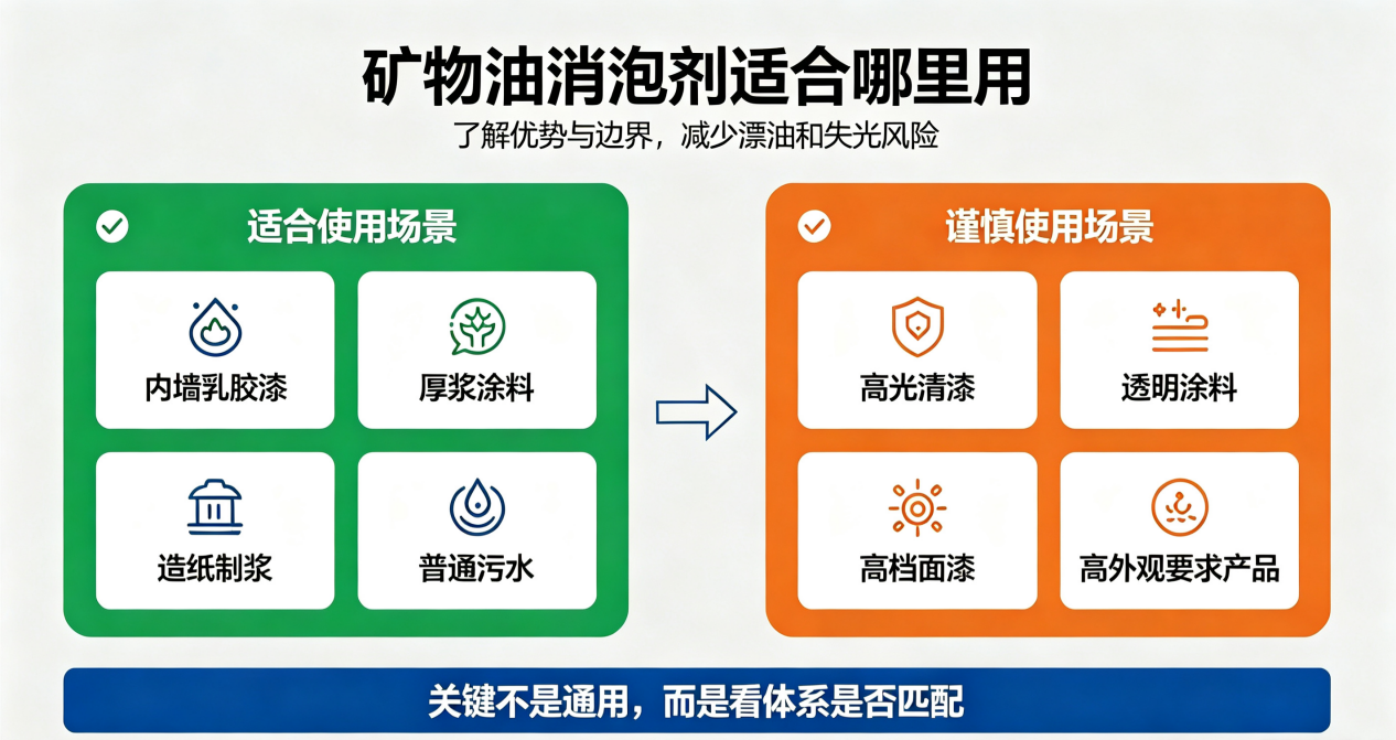 礦物油消泡劑適用與不適用場景對照圖